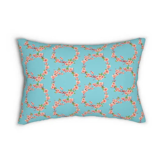 Chic Blue Floral Polyester Lumbar Pillow for 2024 Decor - 20’’ × 14’’ Home