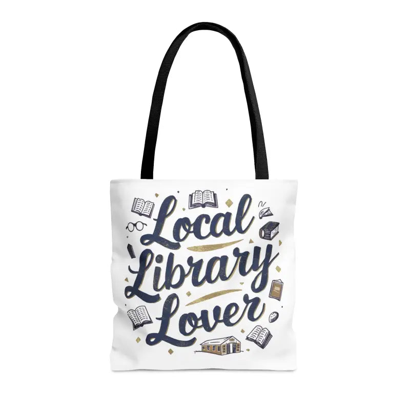 Chic Blue Tote for Library Lovers with Black Cotton Handles - Bags