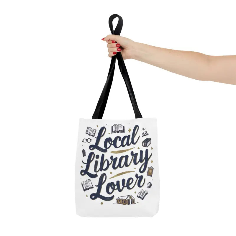 Chic Blue Tote for Library Lovers with Black Cotton Handles - Bags