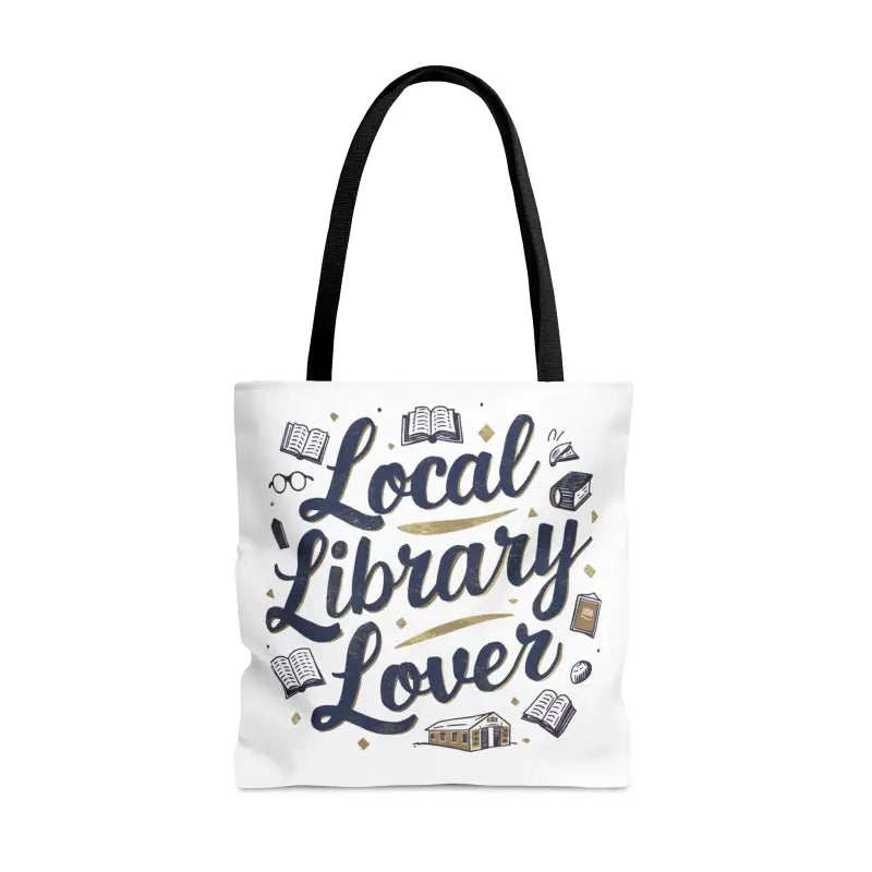 Chic Blue Tote for Library Lovers with Black Cotton Handles - Bags