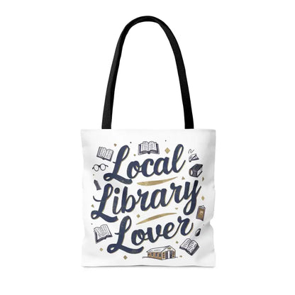 Chic Blue Tote for Library Lovers with Black Cotton Handles - Bags