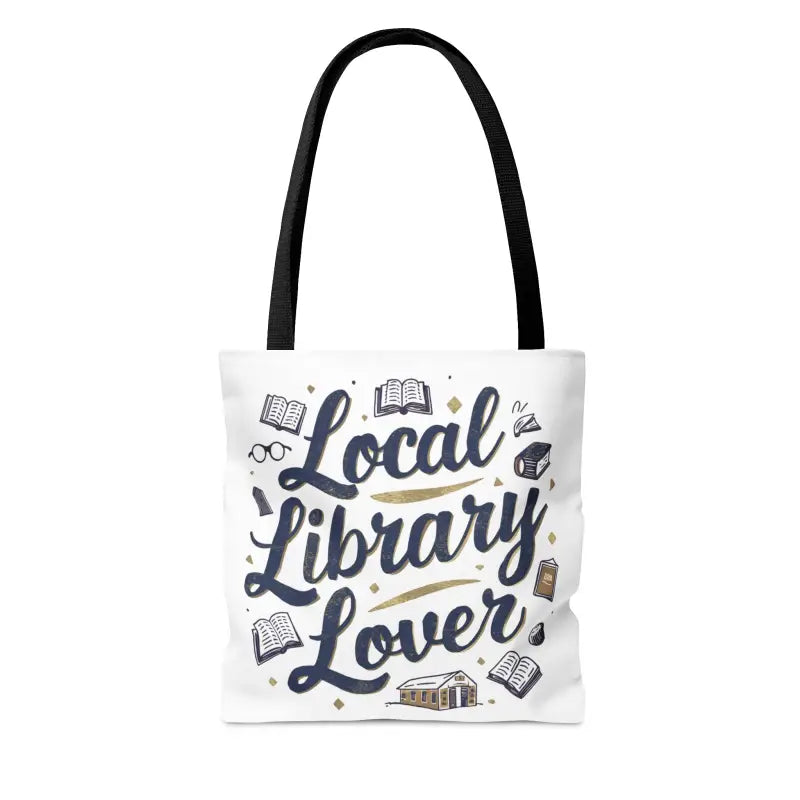 Chic Blue Tote for Library Lovers with Black Cotton Handles - Bags