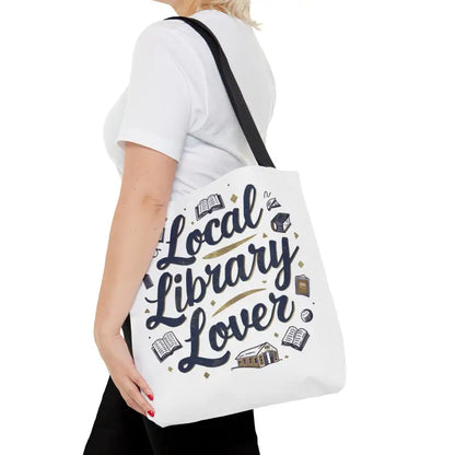 Chic Blue Tote for Library Lovers with Black Cotton Handles - Medium Bags