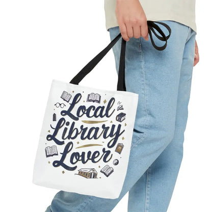 Chic Blue Tote for Library Lovers with Black Cotton Handles - Small Bags