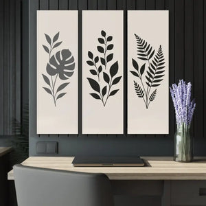 Chic Botanical Triptych Modern Wall Art Acrylic Prints - Dipaliz - 12’’ x 36’’ (vertical) / 0.25’’