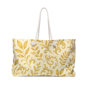 Chic Botanical Tote - Golden Foliage Weekender Bag - Dipaliz - Luggage & Bags