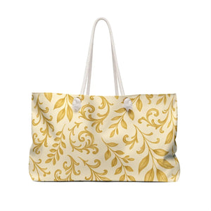 Chic Botanical Tote - Golden Foliage Weekender Bag - Dipaliz - Luggage & Bags
