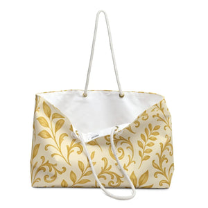 Chic Botanical Tote - Golden Foliage Weekender Bag - Dipaliz - Luggage & Bags