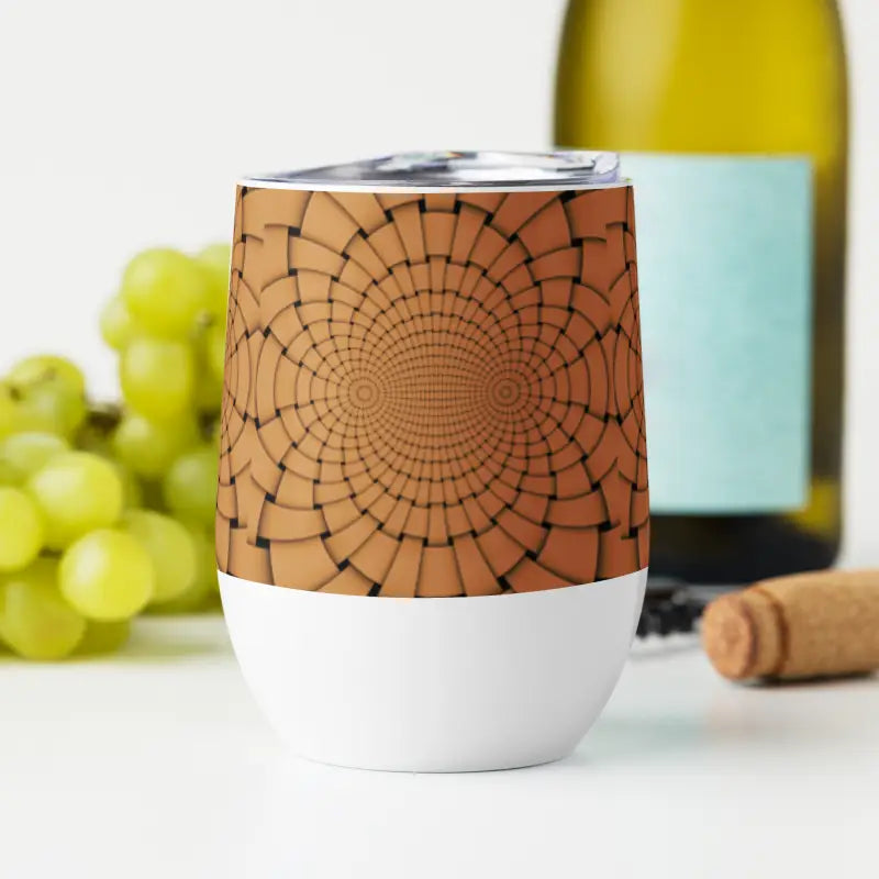 Elevate Outdoors with Chic Brown Geometric Wine Tumblers