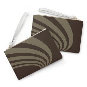 Brown Striped Clutch Saffiano Vegan Leather Elegant - Dipaliz - one Size - Bags