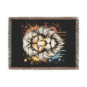 Colorful Lion Woven Blanket - Cozy Warmth and Bold Style - Dipaliz - Artwork / 80’’ × 60’’ - Home Decor