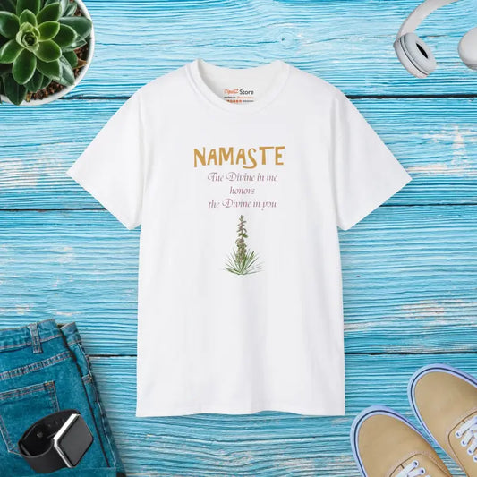 Chic Namaste Tee: Embrace Divinity with Style - White / s T-shirt