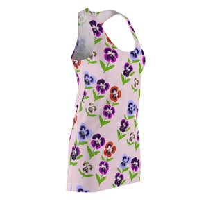 Racerback Dress Polyester Pansy Flowers Style Comfort - Dipaliz - Dresses