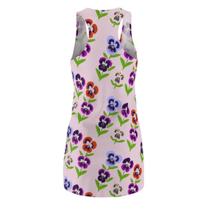 Racerback Dress Polyester Pansy Flowers Style Comfort - Dipaliz - Dresses