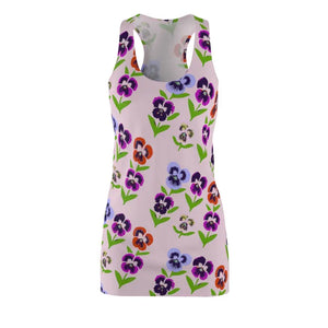Racerback Dress Polyester Pansy Flowers Style Comfort - Dipaliz - Dresses