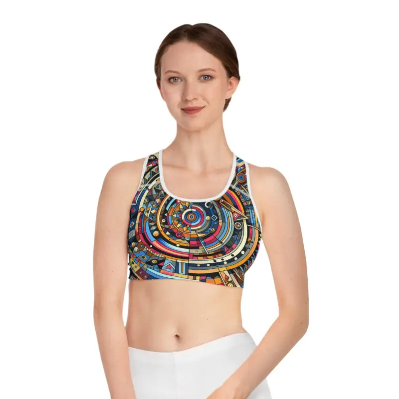 Upgrade with Stylish Sports Bra: where Style Meets Support! - s / White Stitching Bras