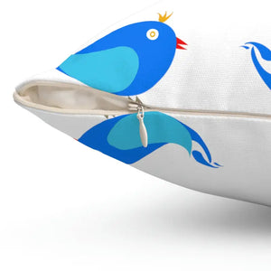 Blue Birds Polyester Square Pillow Vibrant Decor - Dipaliz - Throw Pillows