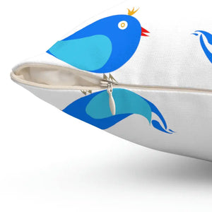 Blue Birds Polyester Square Pillow Vibrant Decor - Dipaliz - Throw Pillows