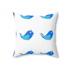 Blue Birds Polyester Square Pillow Vibrant Decor - Dipaliz - Throw Pillows