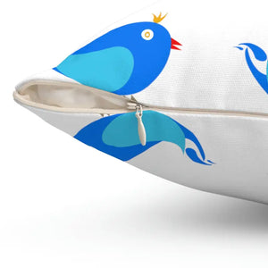 Blue Birds Polyester Square Pillow Vibrant Decor - Dipaliz - Throw Pillows