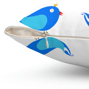 Blue Birds Polyester Square Pillow Vibrant Decor - Dipaliz - Throw Pillows
