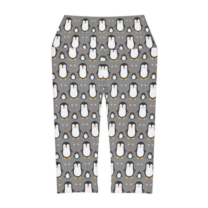 Chic Cute Penguins Yoga Capri Leggings for Daily Zen - All Over Prints