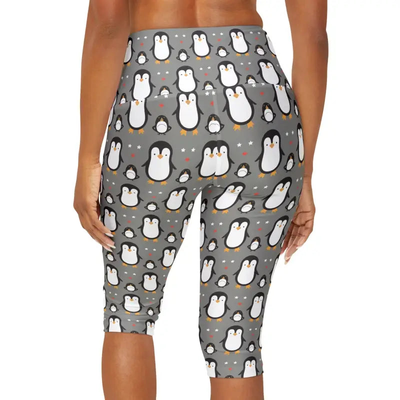 Chic Cute Penguins Yoga Capri Leggings for Daily Zen - All Over Prints