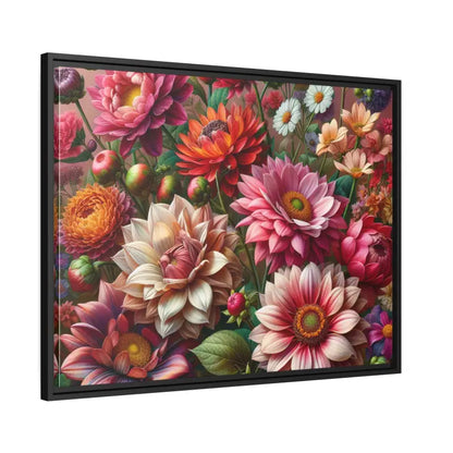 Dazzling Dahlia Matte Canvas in Sleek Black Frame