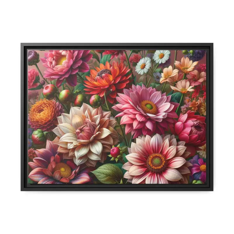 Dazzling Dahlia Matte Canvas in Sleek Black Frame