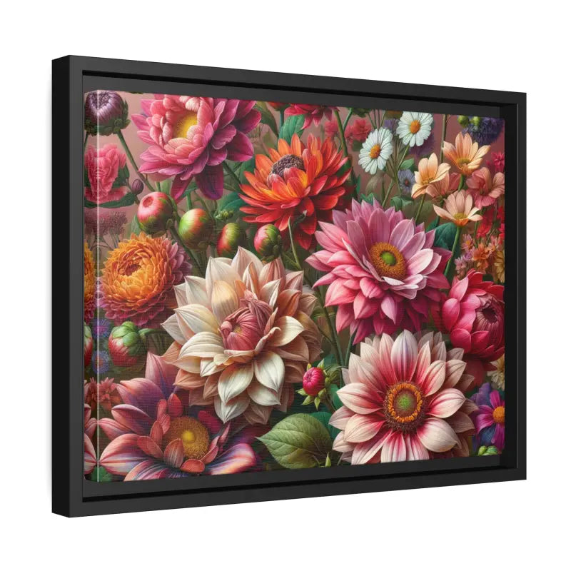 Dazzling Dahlia Matte Canvas in Sleek Black Frame