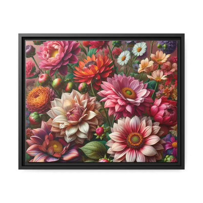 Dazzling Dahlia Matte Canvas in Sleek Black Frame