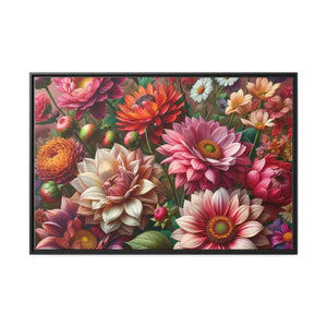 Dahlia Flower Matte Canvas Black Frame Wall Art - Dipaliz - Posters Prints & Visual Artwork
