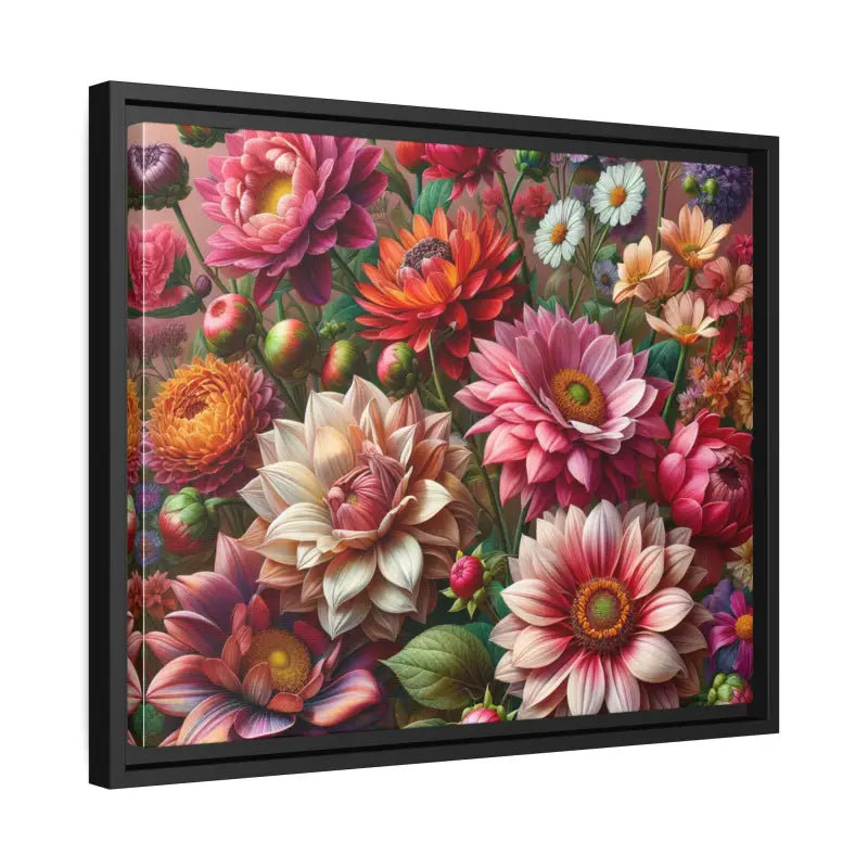 Dazzling Dahlia Matte Canvas in Sleek Black Frame