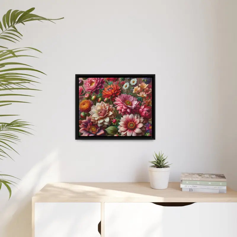 Dazzling Dahlia Matte Canvas in Sleek Black Frame - 20″ x 16″ (horizontal) / 1.25’’