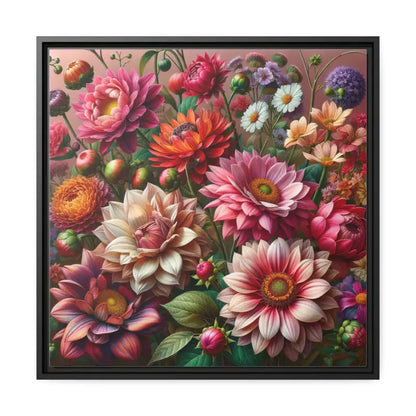 Dazzling Dahlia Matte Canvas in Sleek Black Frame