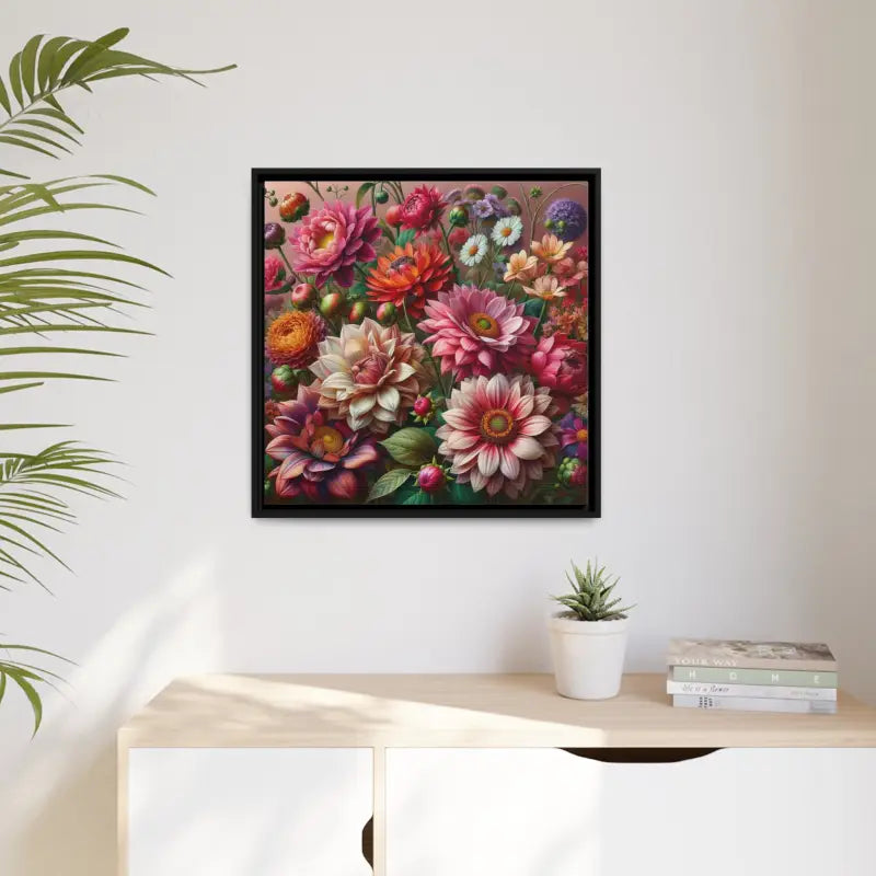 Dazzling Dahlia Matte Canvas in Sleek Black Frame - 24″ x (square) / 1.25’’