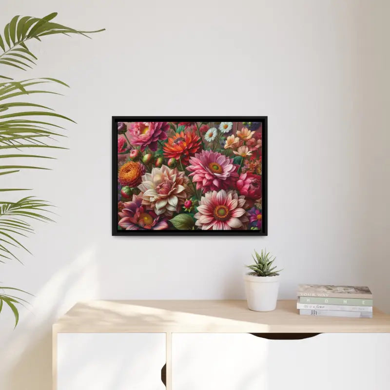 Dazzling Dahlia Matte Canvas in Sleek Black Frame - 24″ x 18″ (horizontal) / 1.25’’