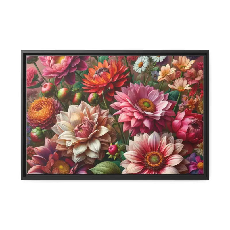 Dazzling Dahlia Matte Canvas in Sleek Black Frame