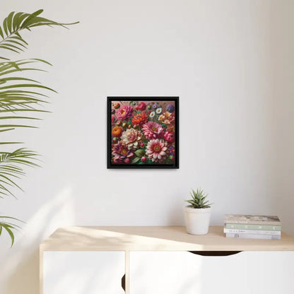 Dazzling Dahlia Matte Canvas in Sleek Black Frame - 14’’ x (square) / 1.25’’