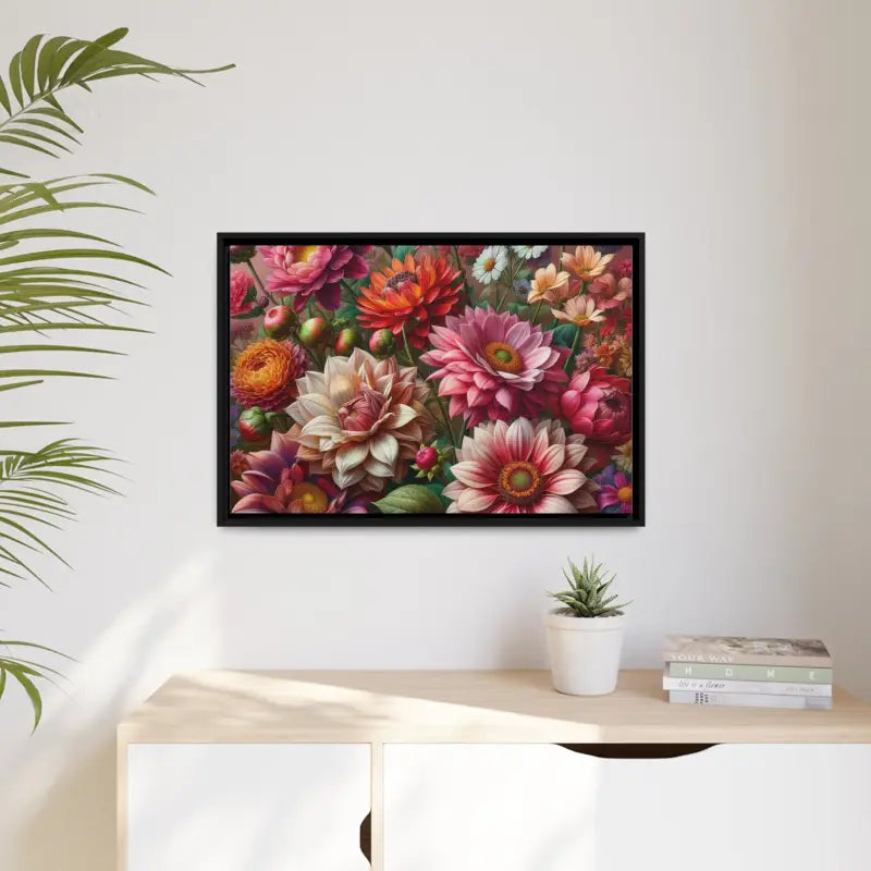 Dazzling Dahlia Matte Canvas in Sleek Black Frame - 30″ x 20″ (horizontal) / 1.25’’