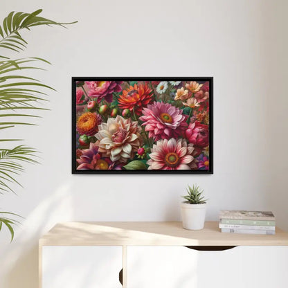 Dazzling Dahlia Matte Canvas in Sleek Black Frame - 30″ x 20″ (horizontal) / 1.25’’