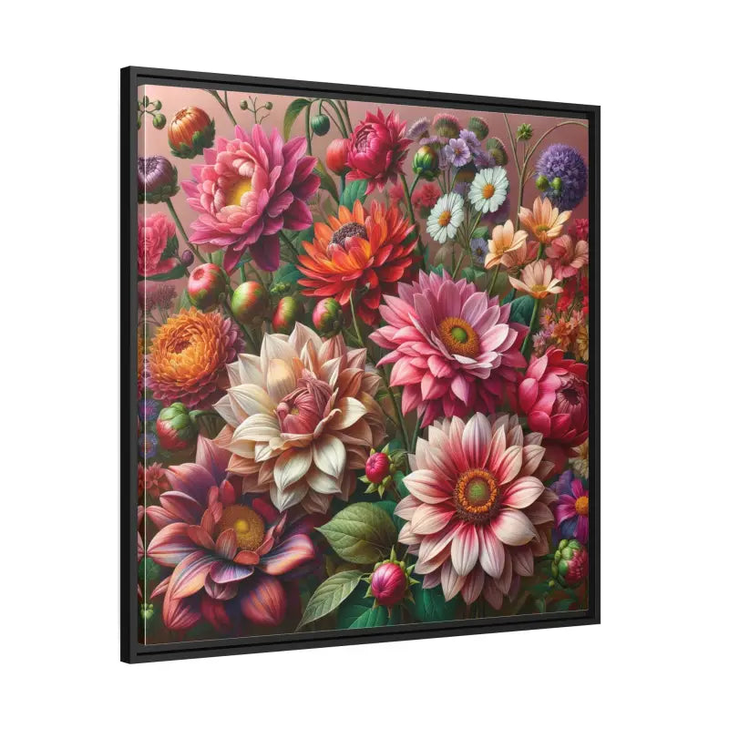 Dazzling Dahlia Matte Canvas in Sleek Black Frame