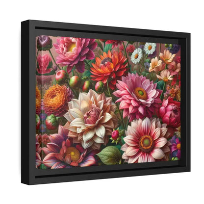 Dazzling Dahlia Matte Canvas in Sleek Black Frame