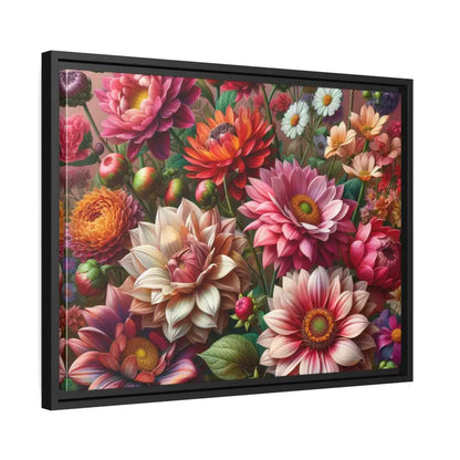 Dazzling Dahlia Matte Canvas in Sleek Black Frame