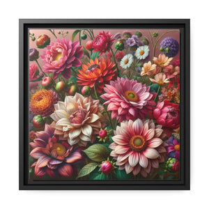 Dahlia Flower Matte Canvas Black Frame Wall Art - Dipaliz - Posters Prints & Visual Artwork