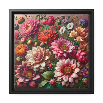 Dazzling Dahlia Matte Canvas in Sleek Black Frame