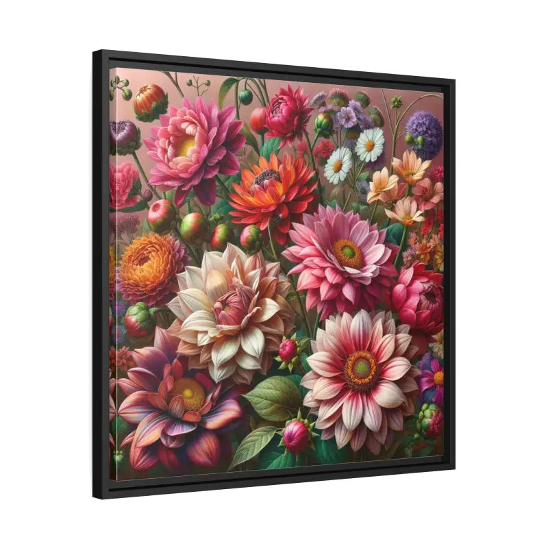 Dazzling Dahlia Matte Canvas in Sleek Black Frame