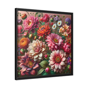 Dahlia Flower Matte Canvas Black Frame Wall Art - Dipaliz - Posters Prints & Visual Artwork