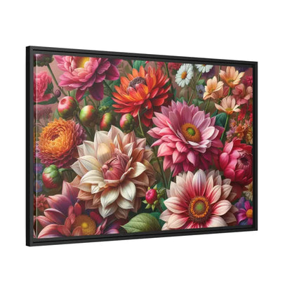 Dazzling Dahlia Matte Canvas in Sleek Black Frame