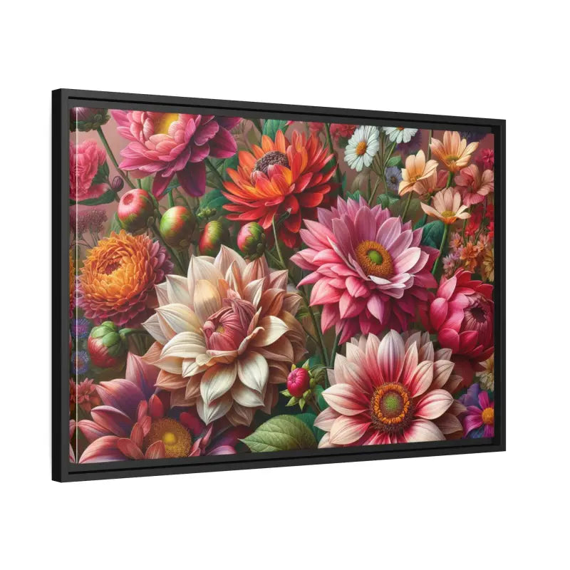 Dazzling Dahlia Matte Canvas in Sleek Black Frame